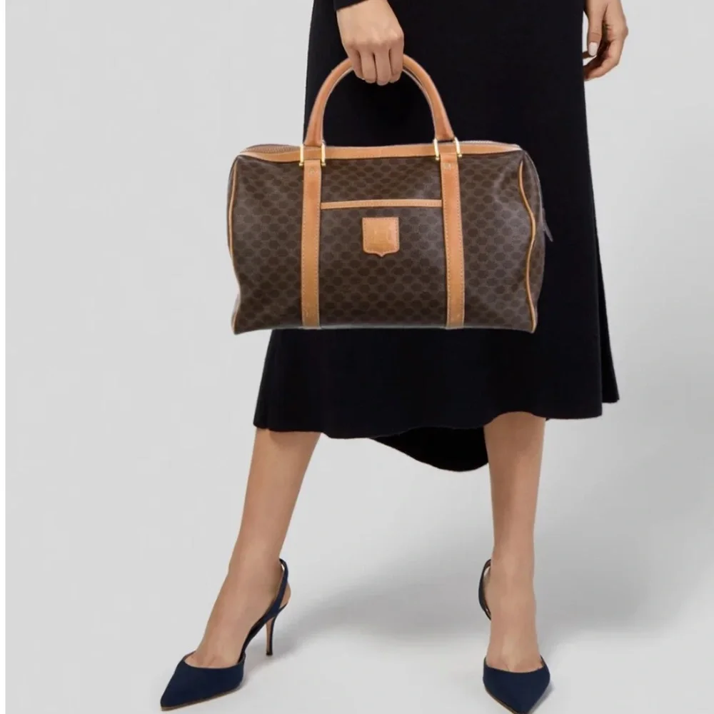 Celine Macadam M13 Boston‎ Triomphe coated canvas  bag GUC with COA